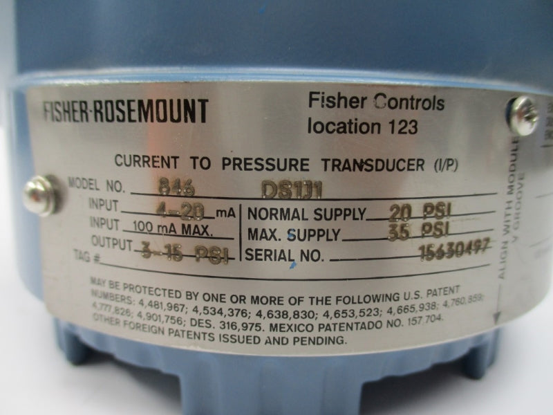 FISHER-ROSEMOUNT 846DS1J1 35PSI NSNP