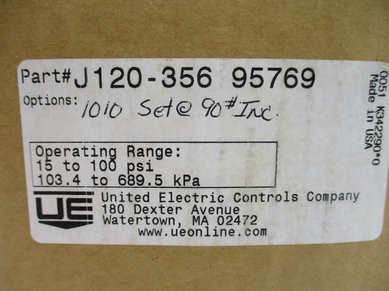 UNITED ELECTRIC J120-356 480VAC 15A 15-100PSI NSMP