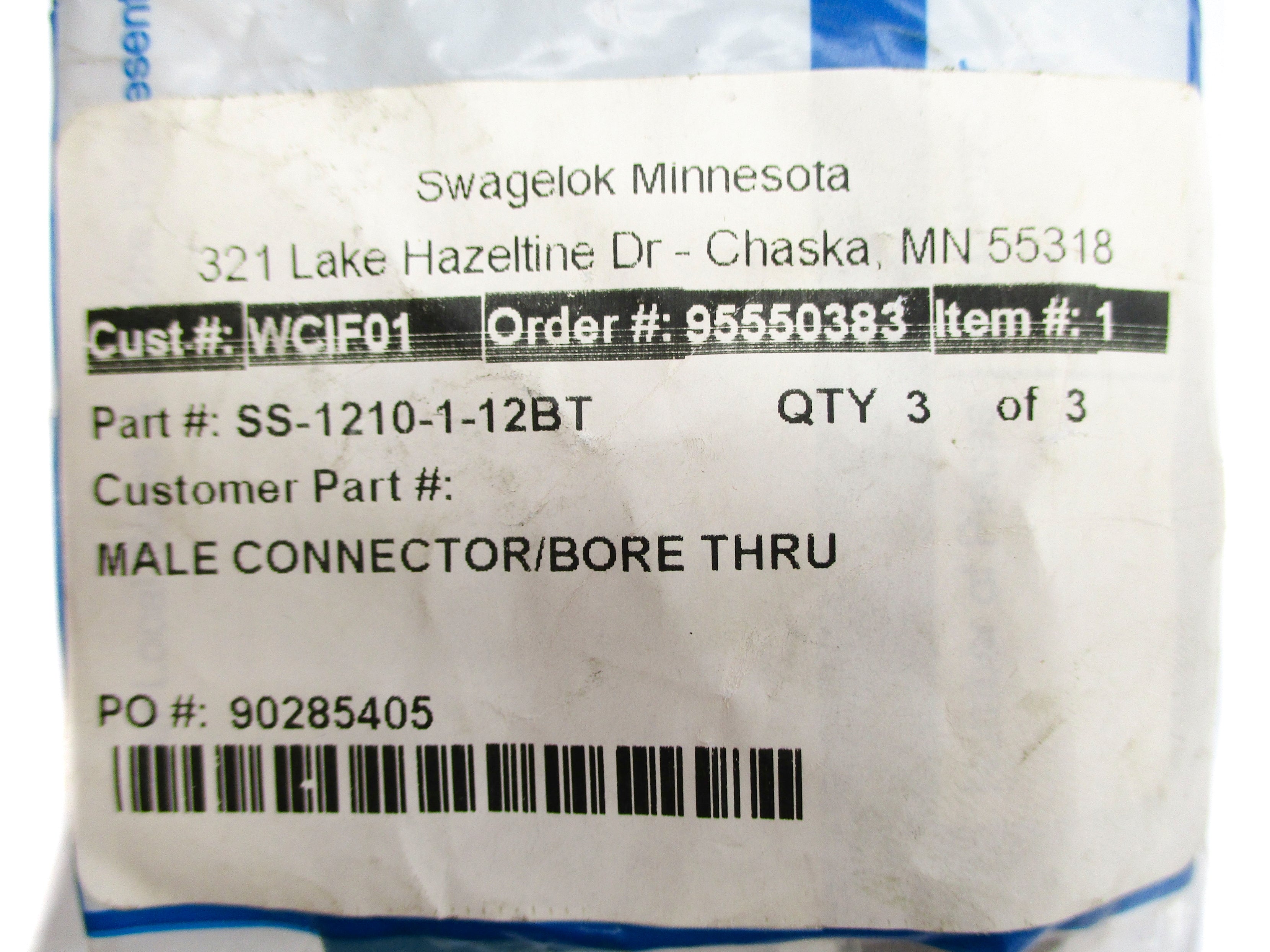 SWAGELOK SS-1210-1-12BT (PKG OF 3) NSMP