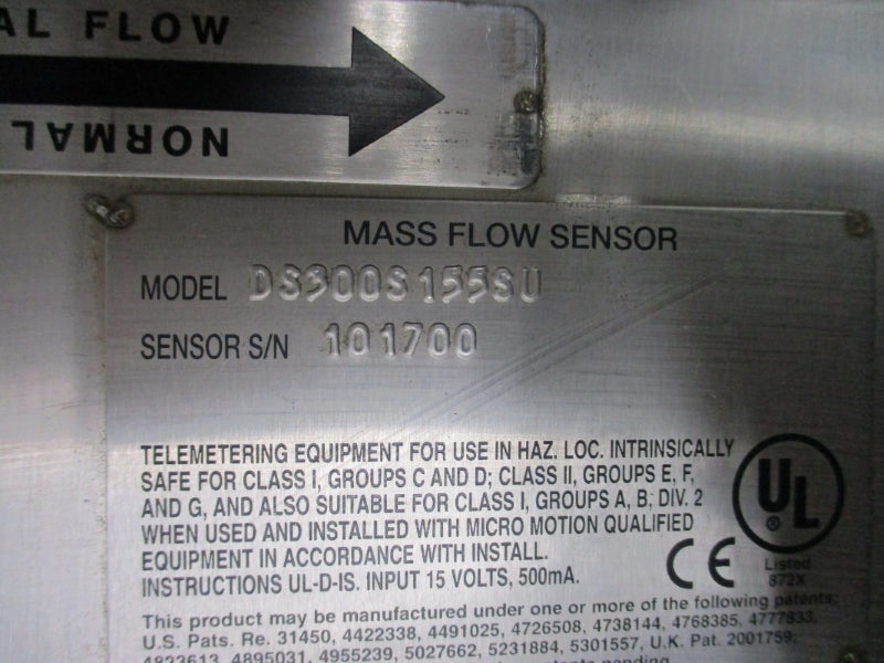 MICRO MOTION DS300S155SU 15V 740PSI -240-+204'C NSNP