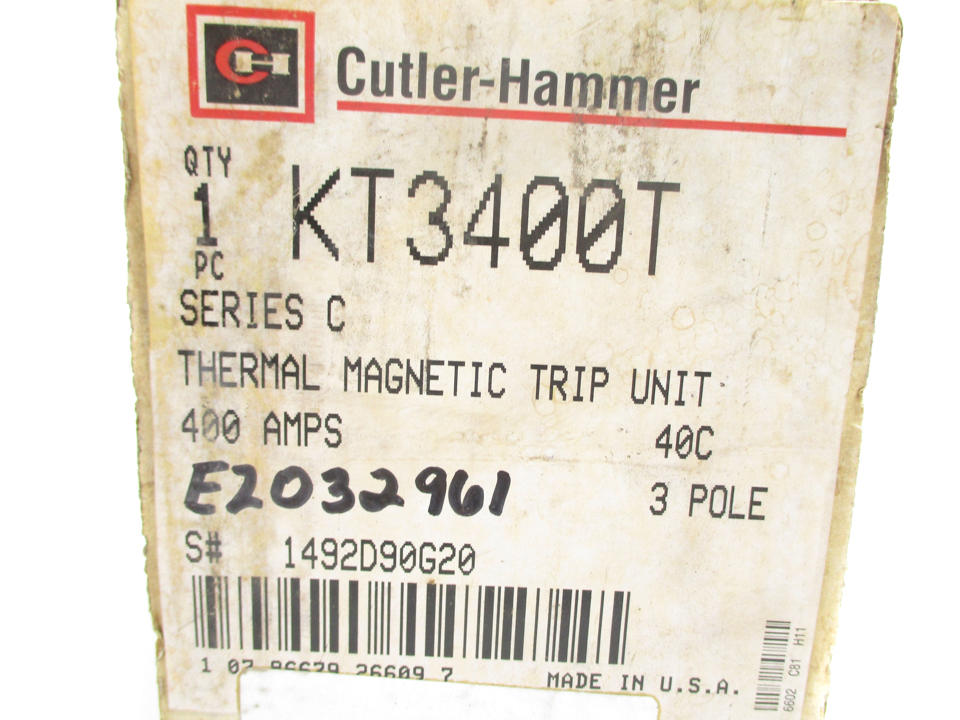CUTLER HAMMER KT3400T SER. C NSMP