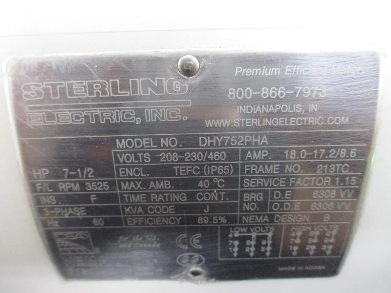 AMPCO PUMPS C316MD21T-E W/ STERLING ELECTRIC DHY752PHA 208-230/460V 18.0-17.2/8.6A 5.250" NSNP