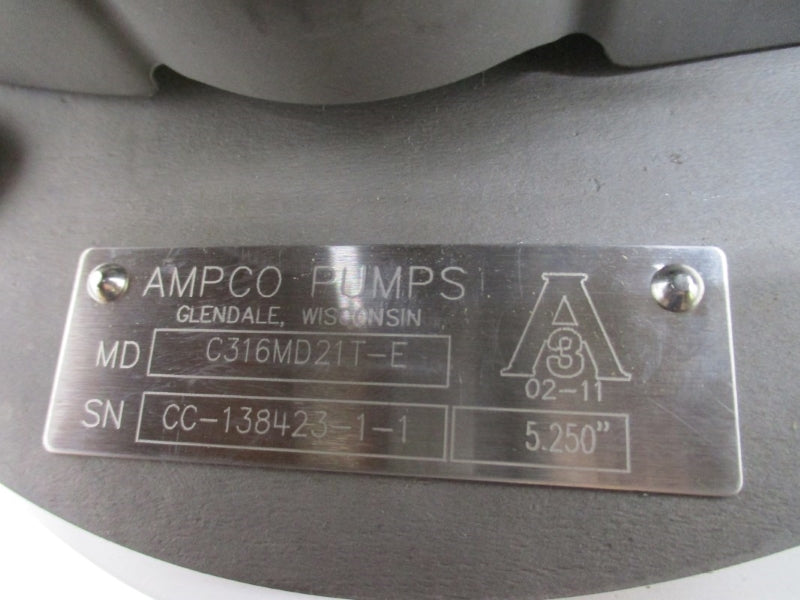 AMPCO PUMPS C316MD21T-E W/ STERLING ELECTRIC DHY752PHA 208-230/460V 18.0-17.2/8.6A 5.250" NSNP
