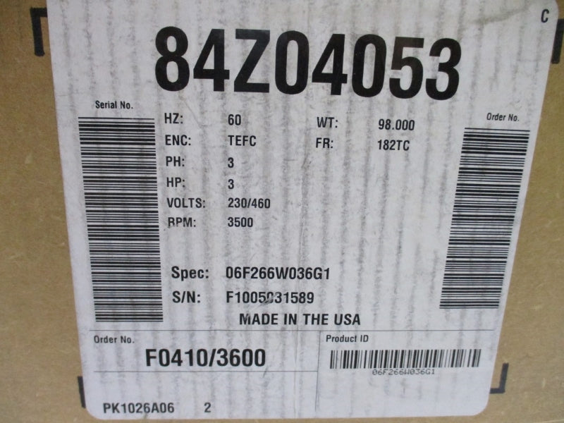 BALDOR RELIANCE 84Z04053 230/460V 6.8/3.4A NSMP