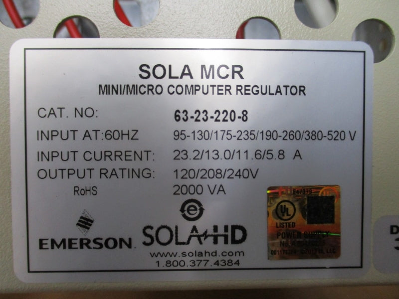 SOLA EMERSON 63-23-220-8 380-520V 23.2/13.0/11.6/5.8A NSMP