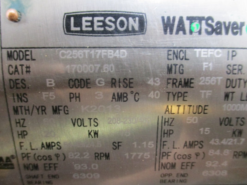 LESSON C256T17FB4D 170007.60 208-230/460V 54-49/24.5A NSNP