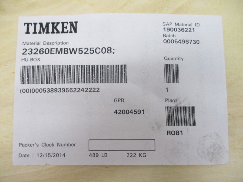 TIMKEN 23260EMBW525C08 NSMP