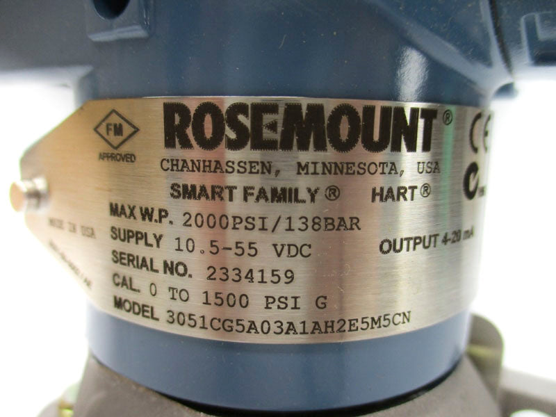 ROSEMOUNT 3051CG5A03A1AH2E5M5CN 10.5-55VDC 1500PSI NSMP