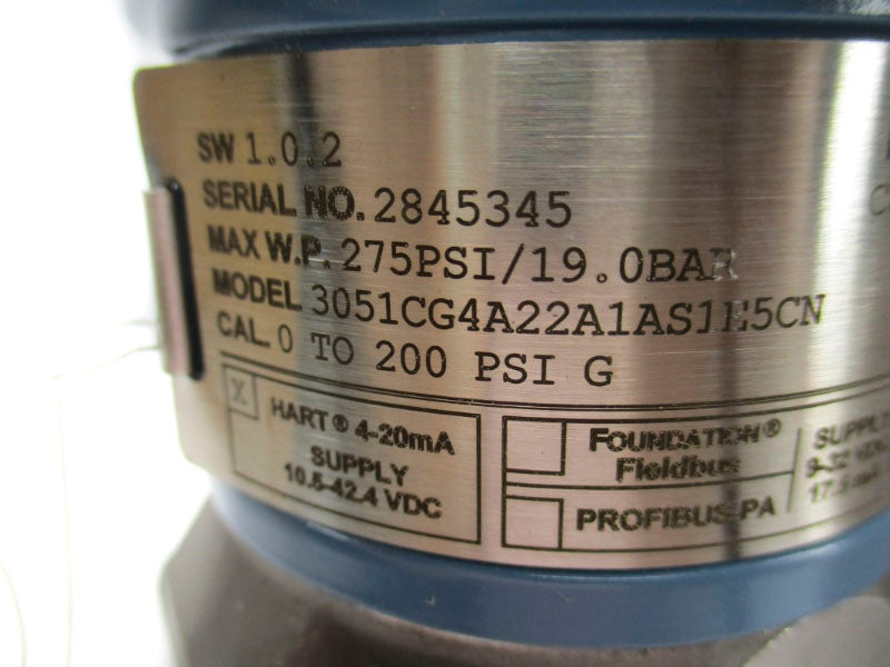 ROSEMOUNT 3051CG4A22A1AS1E5CN 10.5-42.4VDC 200PSI NSMP