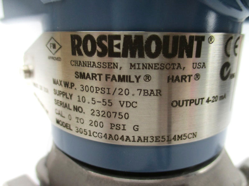 ROSEMOUNT 3051CG4A04A1AH3E5L4M5CN 10.5-55VDC 200PSI NSMP