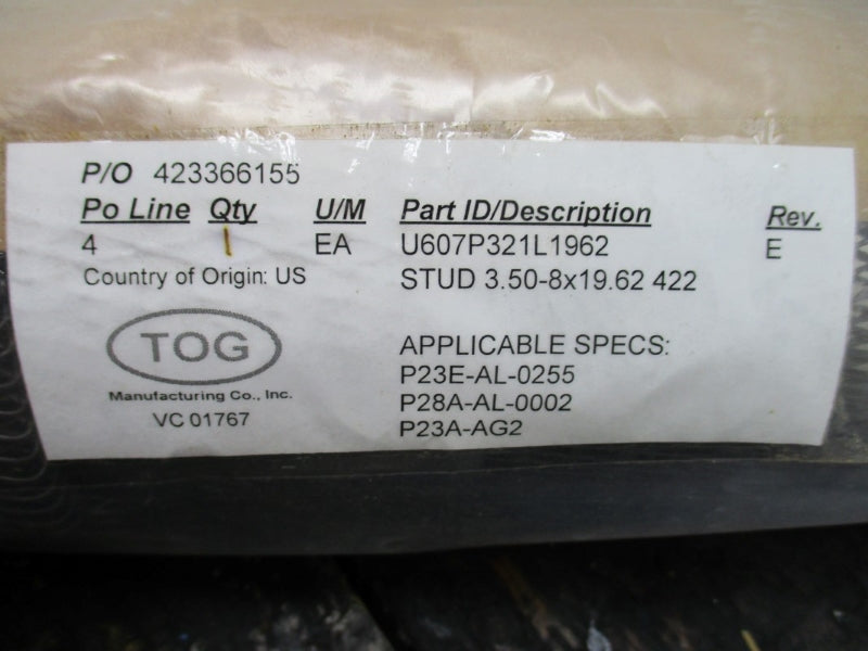 TOG MANUFACTURING U607P321L1962 NSMP