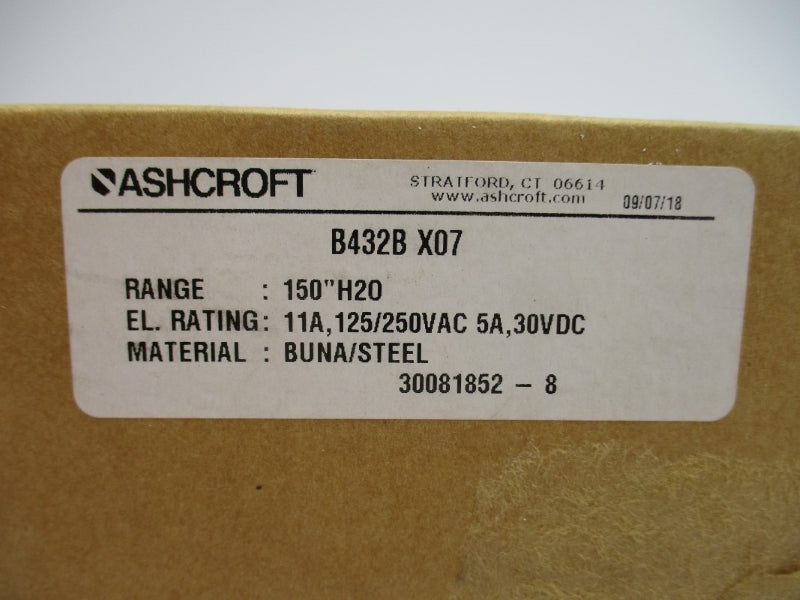 ASHCROFT B432B X07 125/250VAC 11A 20PSI NSMP