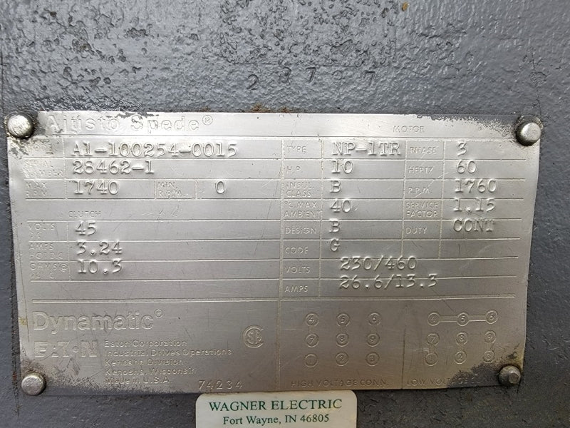 EATON DYNAMATIC A1-100254-0015 W/ A1-200216-0001 45VDC 3.24A NSNP