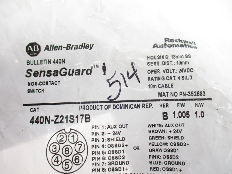 ALLEN BRADLEY 440N-Z21S17B SER. B F/W 1.005 24VDC 10M NSMP