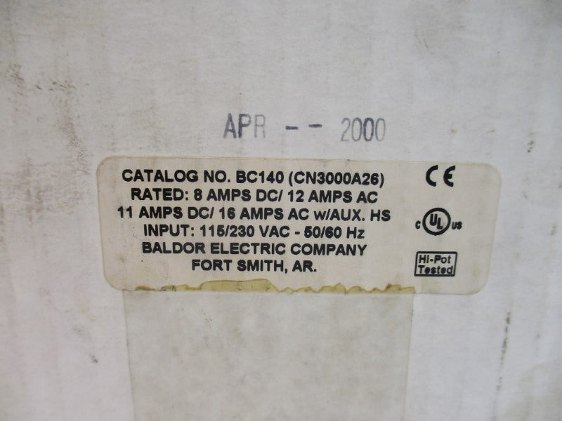 BALDOR BC140 CN3000A26 115/230VAC 16A NSMP