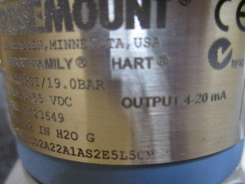ROSEMOUNT EMERSON 3051CD2A22A1AS2E5L5CN 10.5-55VDC 275PSI NSMP