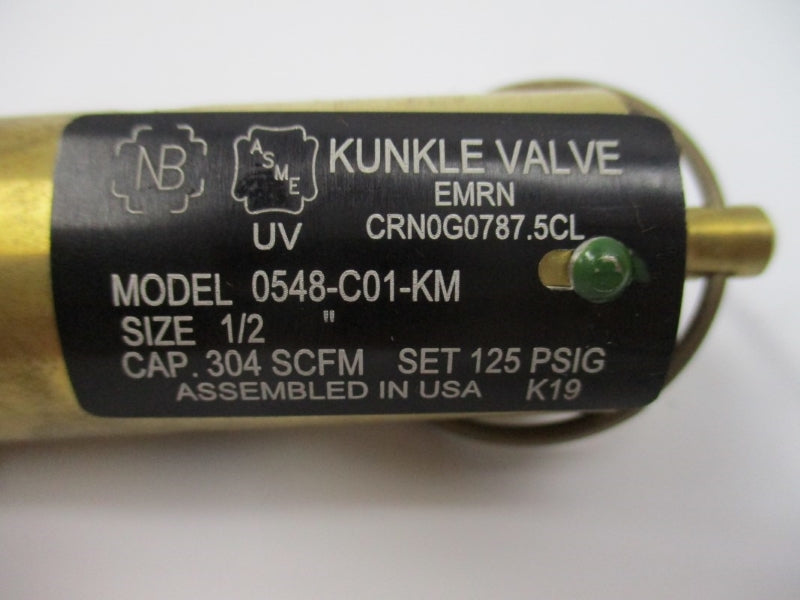 KUNKLE VALVE 0548-C01-KM 125PSI 1/2" NSNP