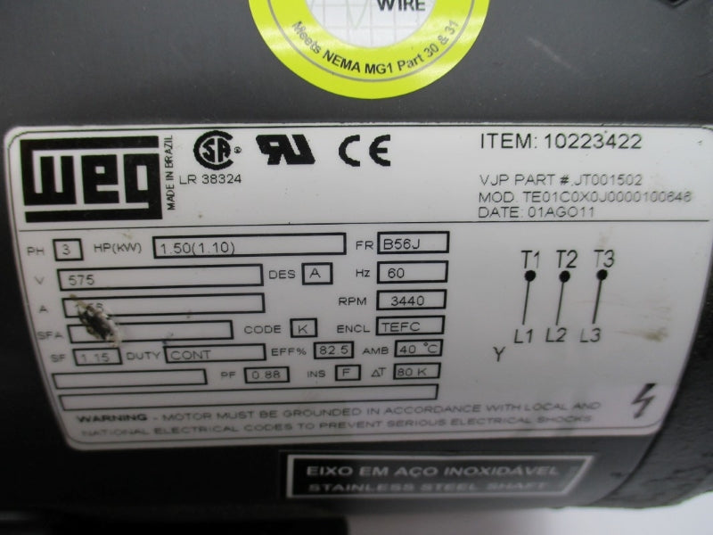 WEG 10223422 JT001502 TE01C0X0J0000100646 575V NSNP
