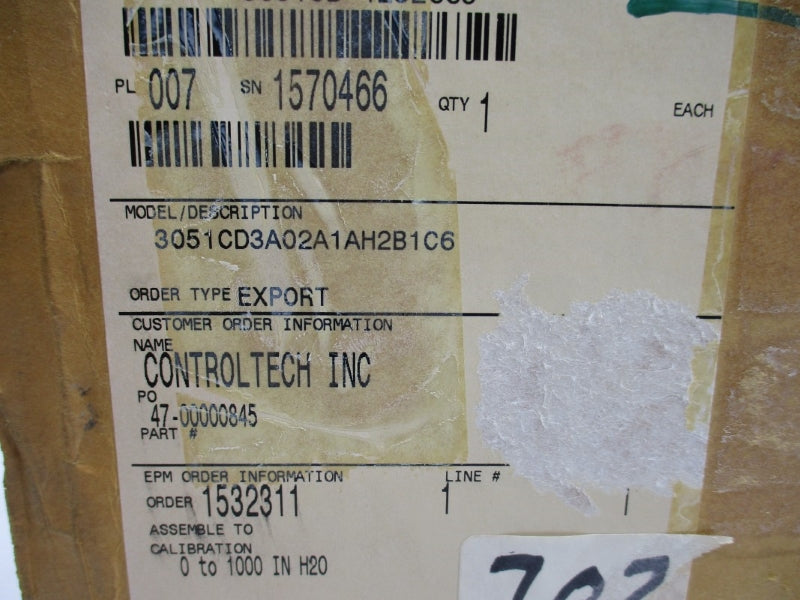ROSEMOUNT 3051CD3A02A1AH2B1C6 10.5-42.4VDC 3626PSI NSMP