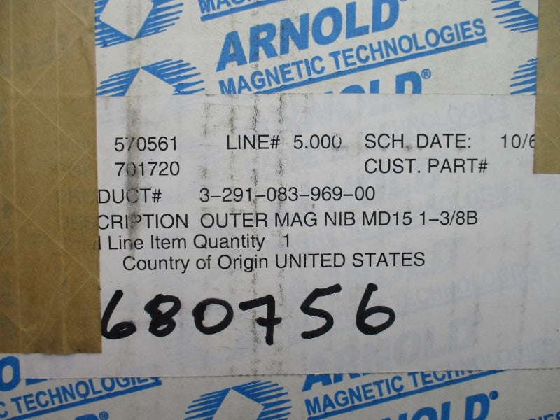 ARNOLD MAGNETIC TECHNOLOGIES MD151-3/8B 3-291-083-969-00 NSMP