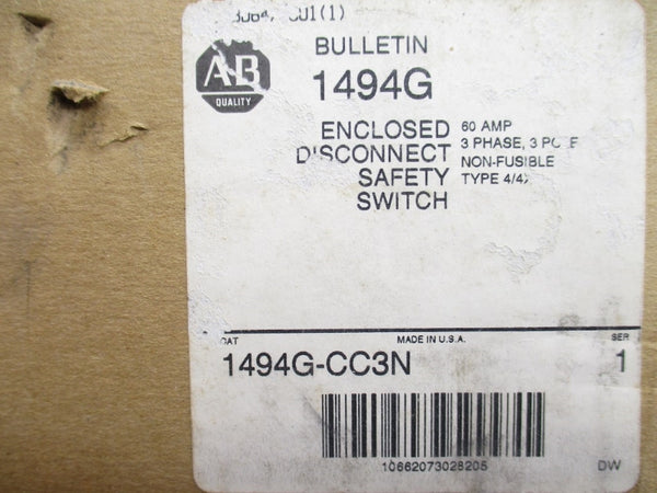 ALLEN BRADLEY 1494G-CC3N SER. 1 600VAC 60A NSMP