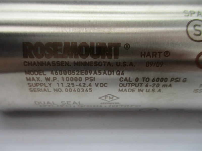 ROSEMOUNT 4600G52E09A5AD1Q4 11.25-42.4VDC 10000PSI NSNP