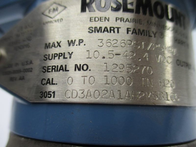 ROSEMOUNT 3051CD3A02A1AH2M5B1C6 10.5-42.4VDC 3626PSI NSNP