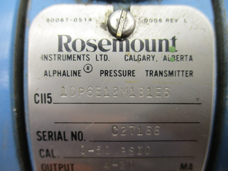 ROSEMOUNT C1151DP6E12M1B1E6 45VDC 0-50PSI UNMP