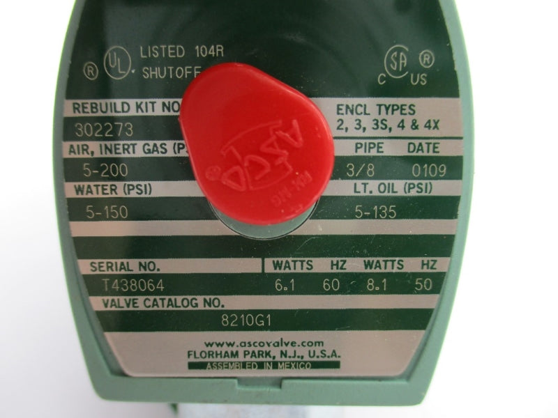 ASCO 8210G1 110/120V 5-150PSI 3/8" NSNP