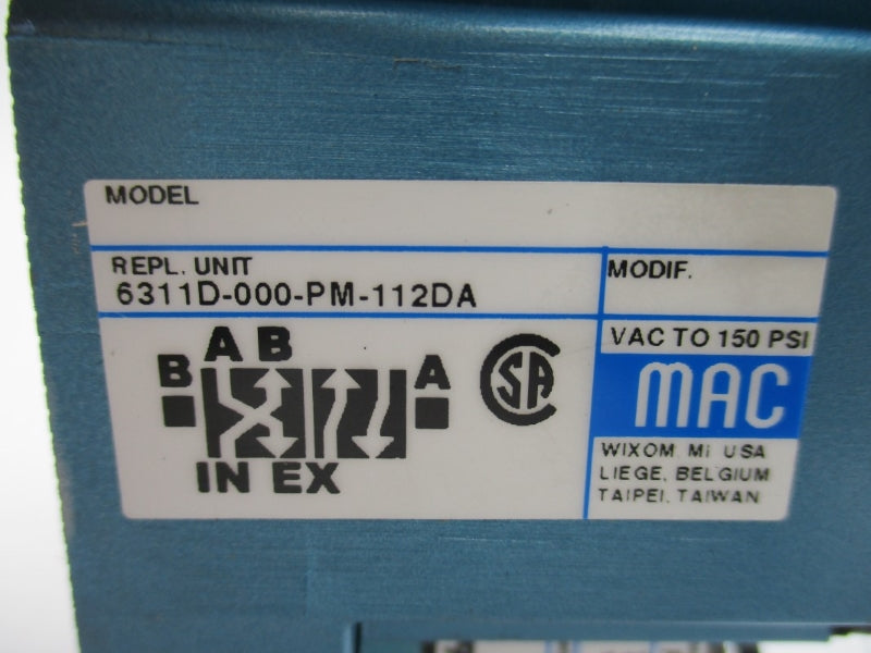 MAC 6311D-000-PM-112DA 110/120V 150PSI NSNP