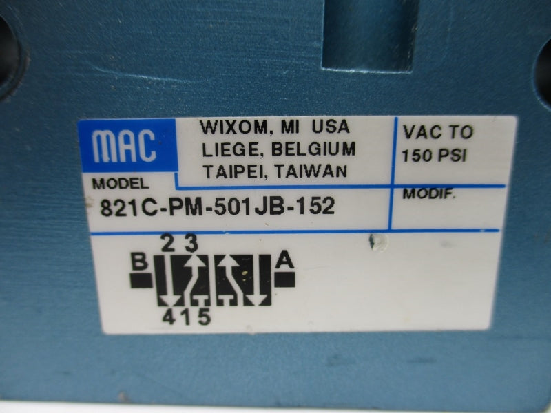 MAC 821C-PM-501JB-152 24VDC 25-150PSI UNMP