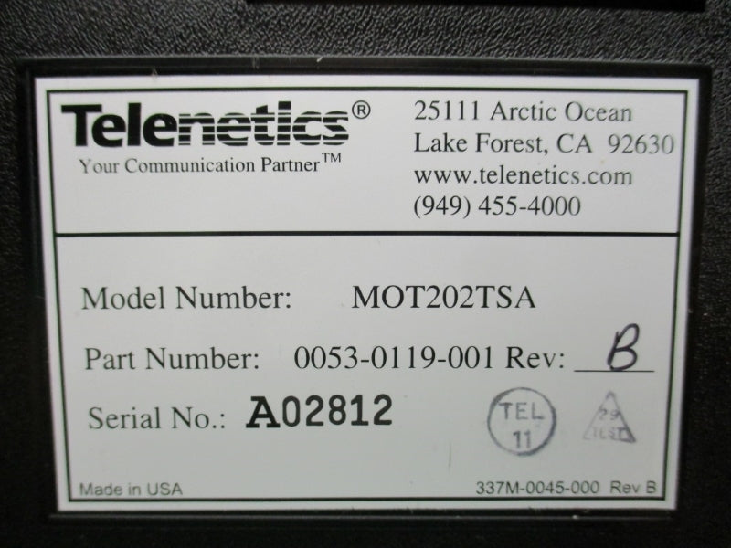 TELENETICS 0053-0119-001 MOT202TSA 250VAC 1/8A NSMP