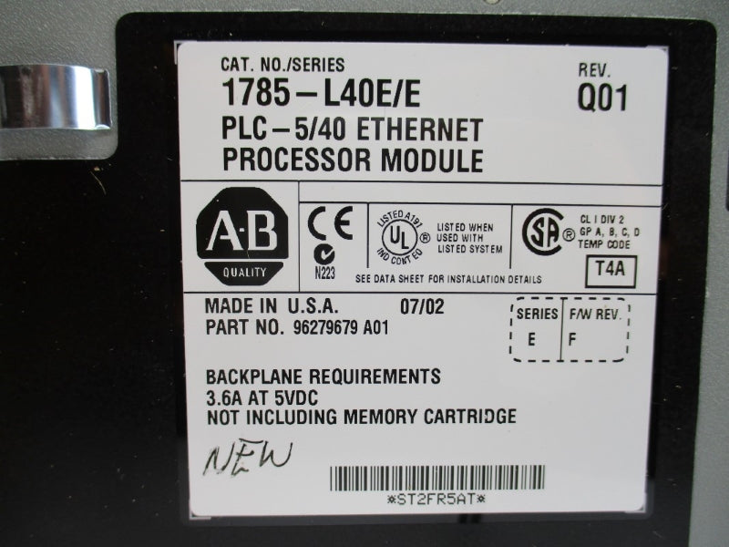 ALLEN BRADLEY 1785-L40E SER. E F/W F NSMP