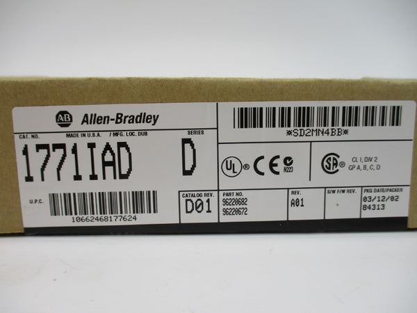 ALLEN BRADLEY 1771-IAD SER. D DATE: 2002 NSFS