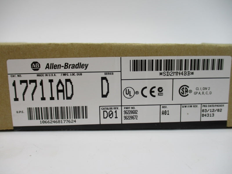 ALLEN BRADLEY 1771-IAD SER. D DATE: 2002 NSFS