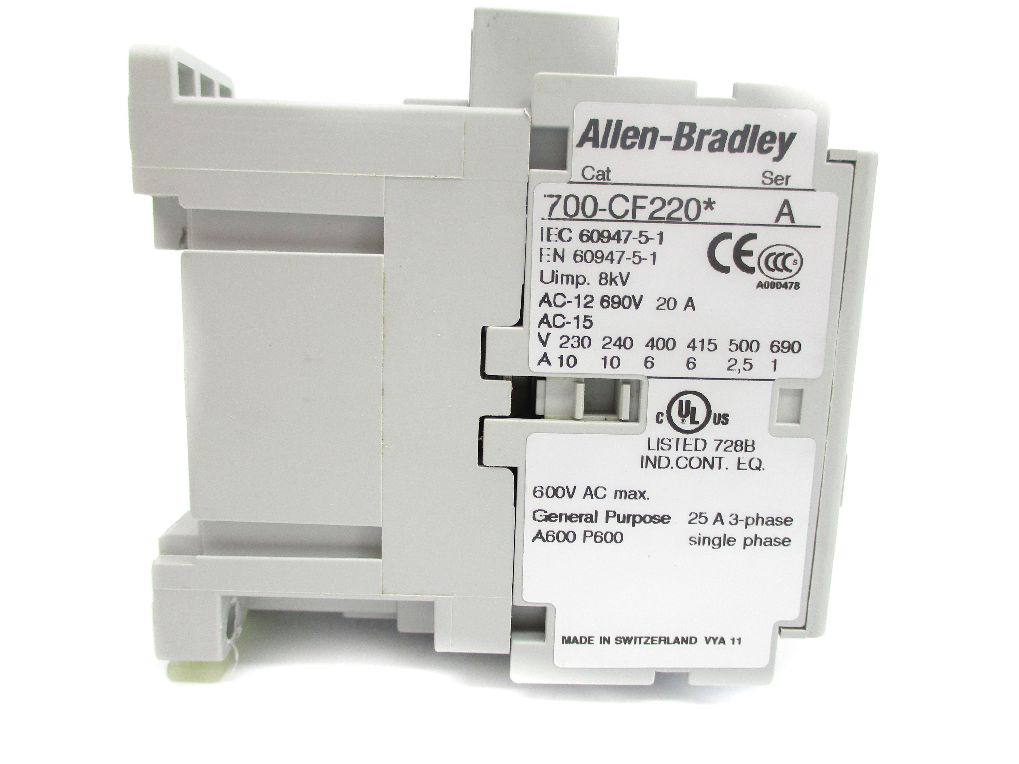 ALLEN BRADLEY 700-CF220 SER. A 110/120V 20A NSNP