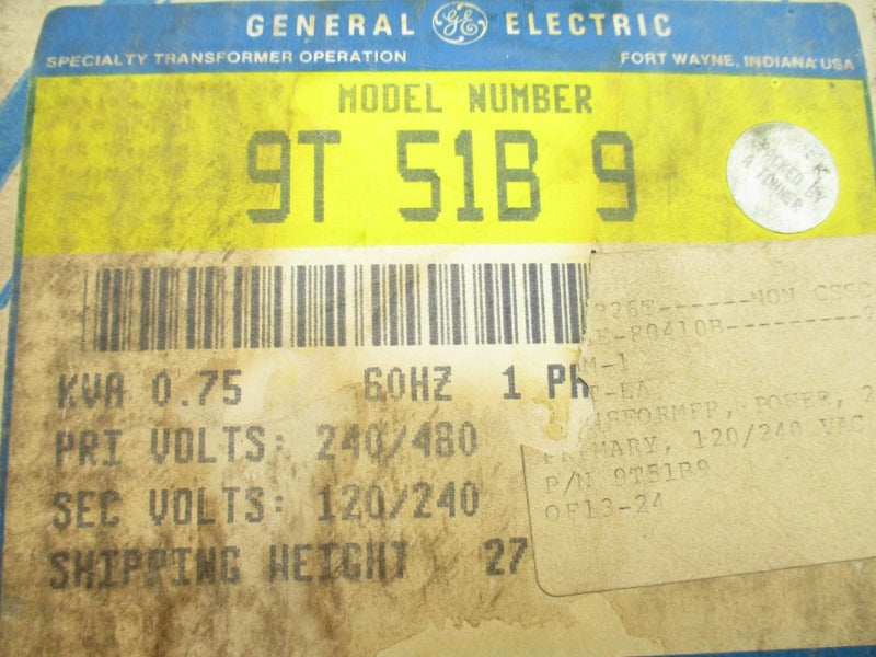 GENERAL ELECTRIC 9T51B9 240/480V NSMP