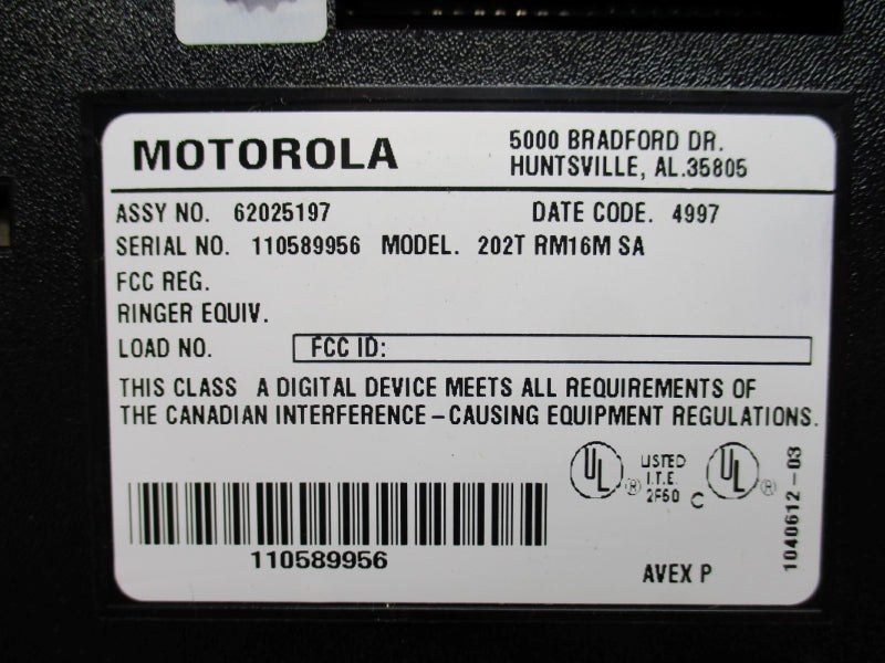 MOTOROLA 202T 62025197 250VAC 1/8A NSNP