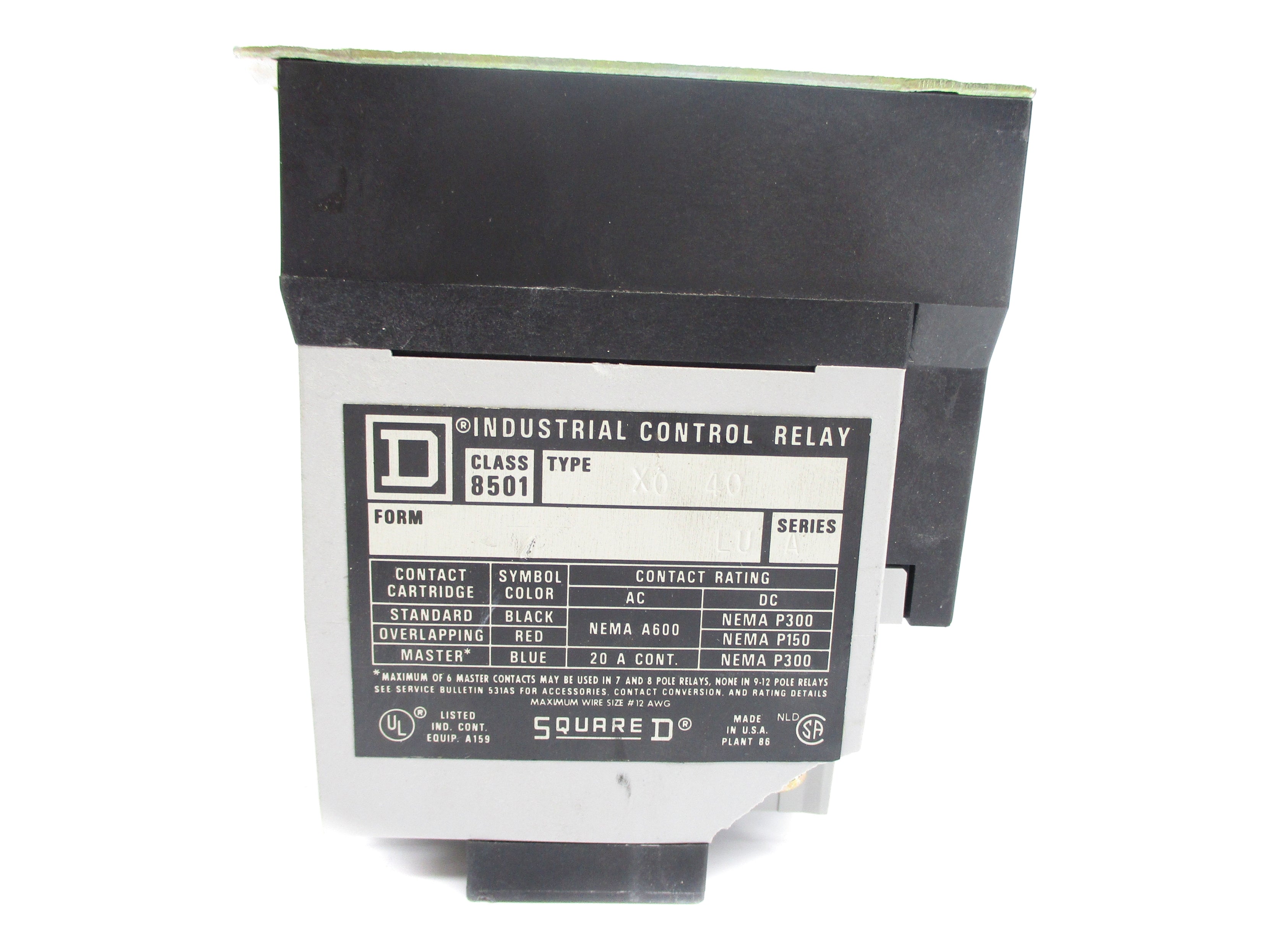 SQUARE D 8501XO40V02 SER. A 110/120V (AS PICTURED) NSNP