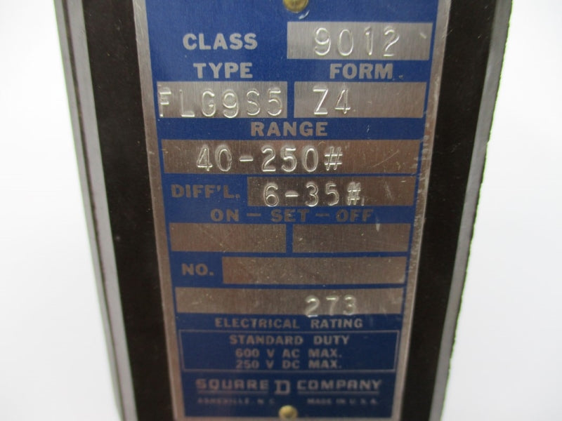 SQUARE D 9012FLG9S5Z4 600VAC 40-250PSI NSNP