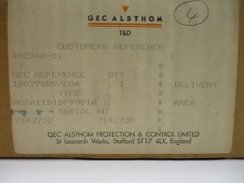GEC ALSTHOM MCAA11B1BP9001A 0.6A NSMP