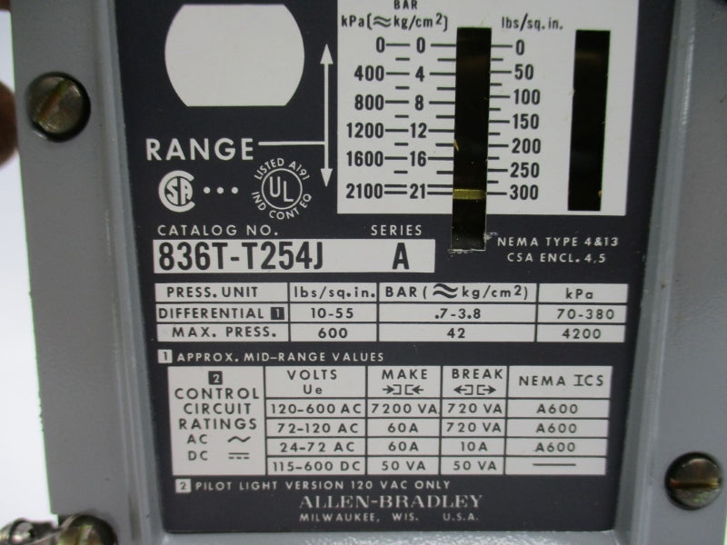 ALLEN BRADLEY 836T-T254J SER. A 600VAC 60A NSNP