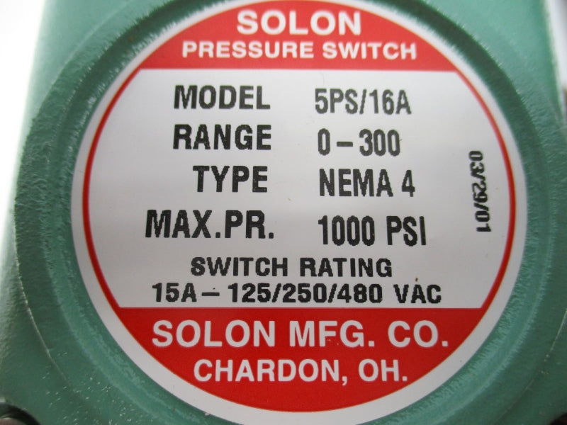 SOLON 5PS/16A 7331D28H02 480VAC 15A 1000PSI NSNP