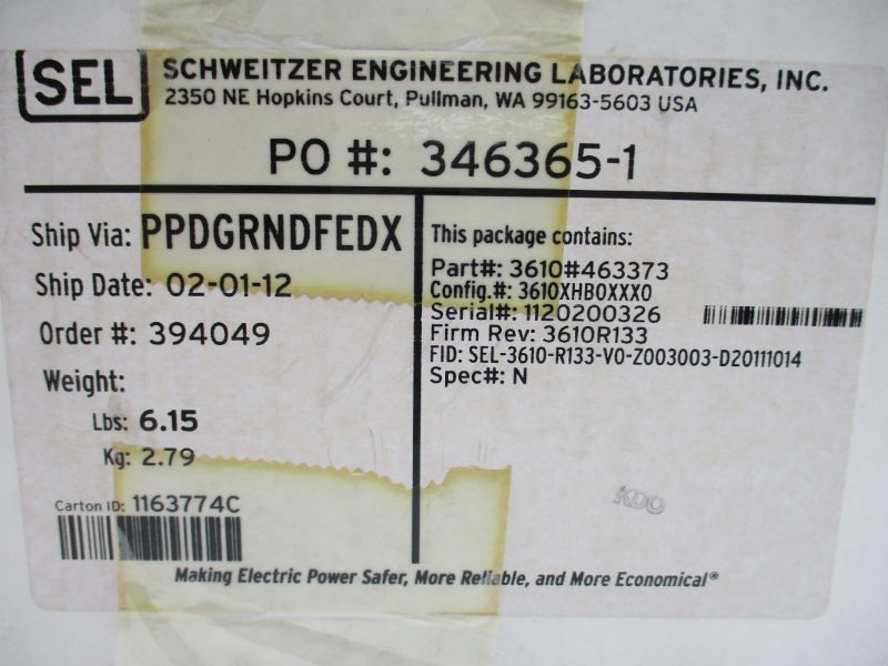 SEL 3610XHB0XXX0 120VAC NSMP