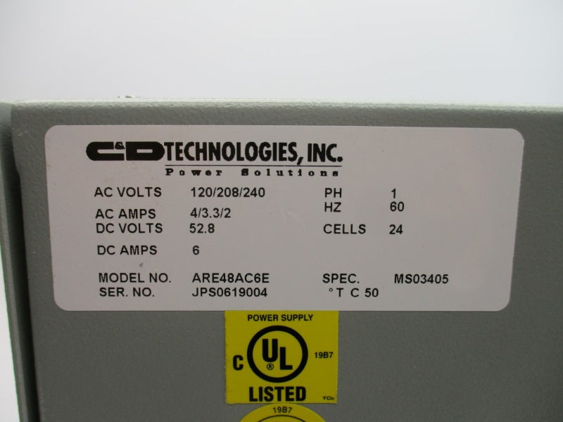 C&D TECHNOLOGIES ARE48AC6E 120/208/240VAC 4/3.3/2A NSNP