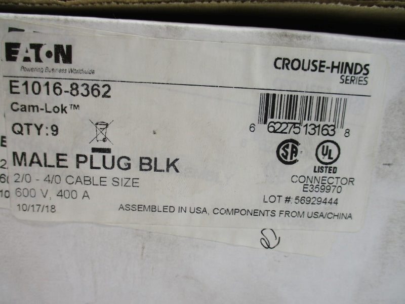 EATON E1016-8362 600V 400A (PKG OF 9) NSMP