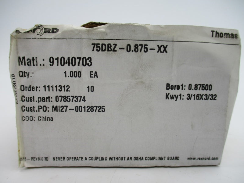 REXNORD 75DBZ-0.875-XX 91040703 NSMP