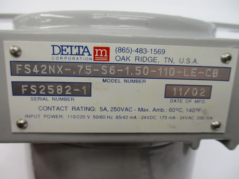 DELTA FS42NX-.75-S6-1.50-110-LE-CB 250VAC 5A 140'F NSNP