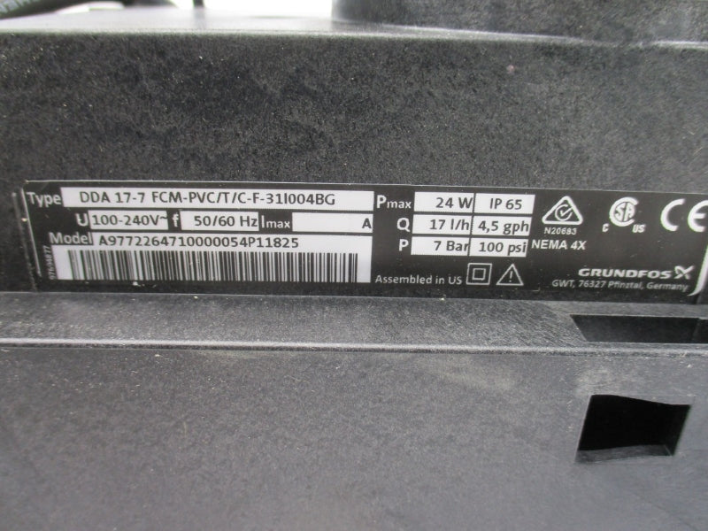 GRUNDFOS DDA17-7FCM-PVC/T/CF-31I004BG 100-240V 100PSI NSMP