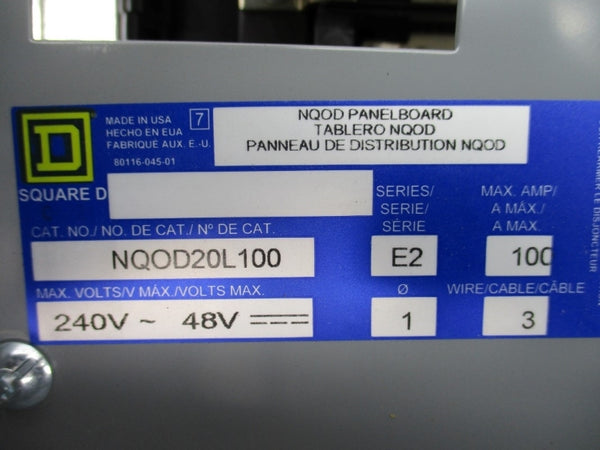 SQUARE D NQOD20L100 SER. E2 240V 100A NSMP
